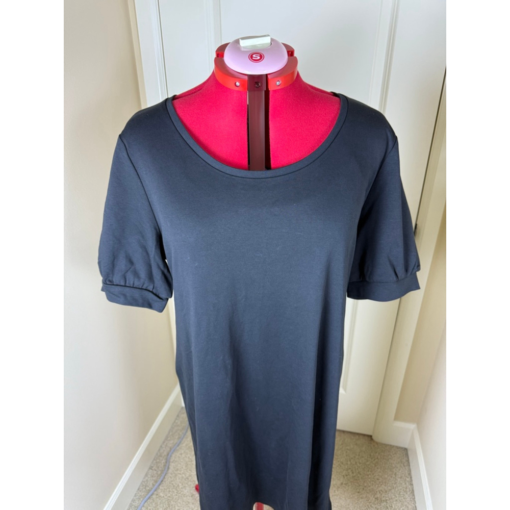 Women's Isaac Mizrahi Black XL Short Sleeve T-Shirt Dress - Picture 2 of 14